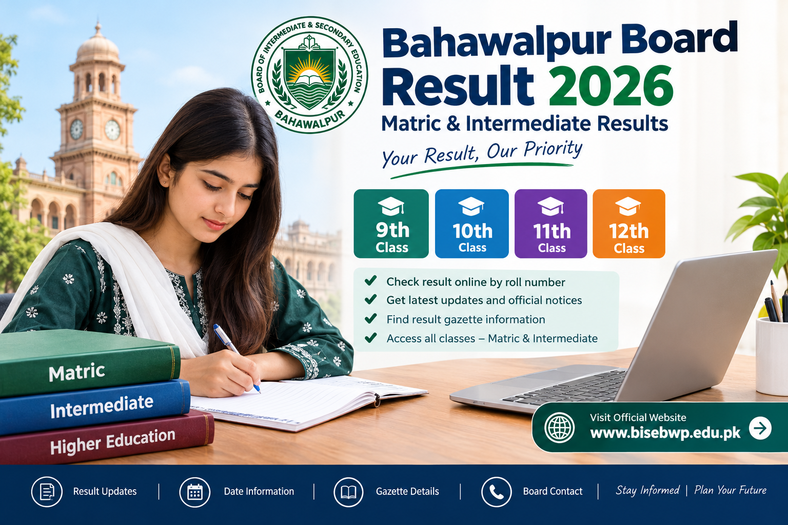 Bahawalpur Board Result 2026 online checking guide for matric and intermediate students