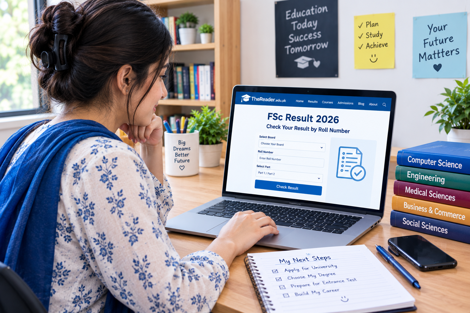Pakistani students checking FSc Result 2026 online by roll number