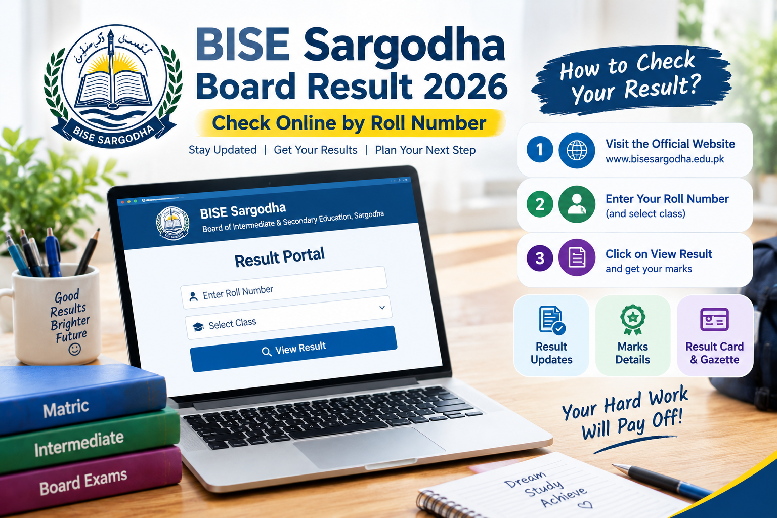 BISE Sargodha Board Result 2026 – Check Online BISE Sargodha Board Result 2026 – Check Online by Roll Number