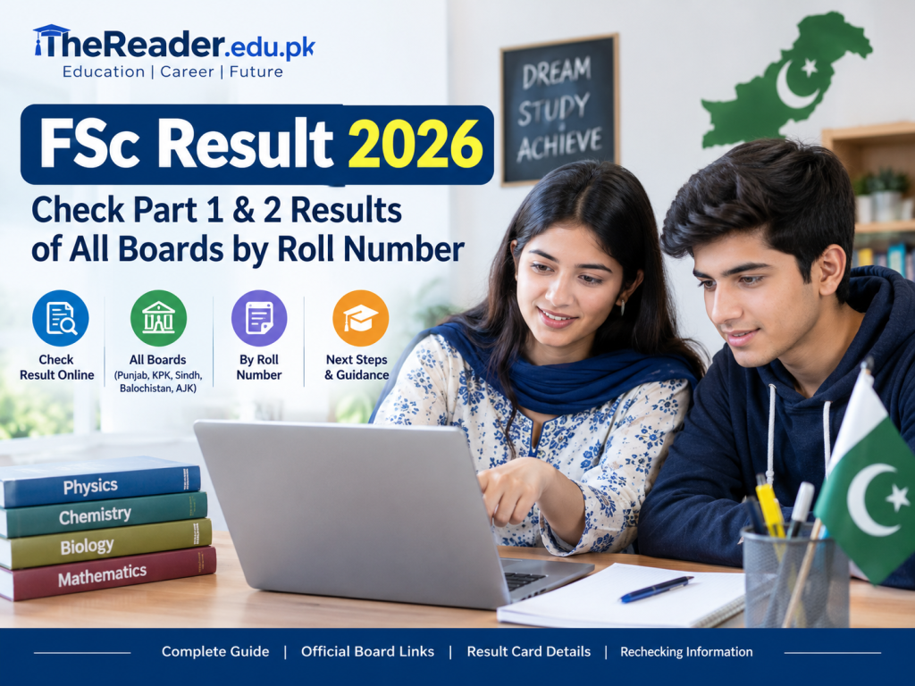 Pakistani students checking FSc Result 2026 online by roll number