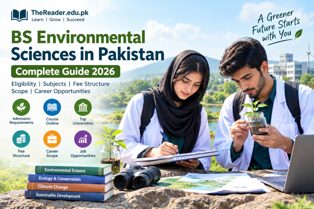 University students learning about environmental science, sustainability, and nature in Pakistan.
