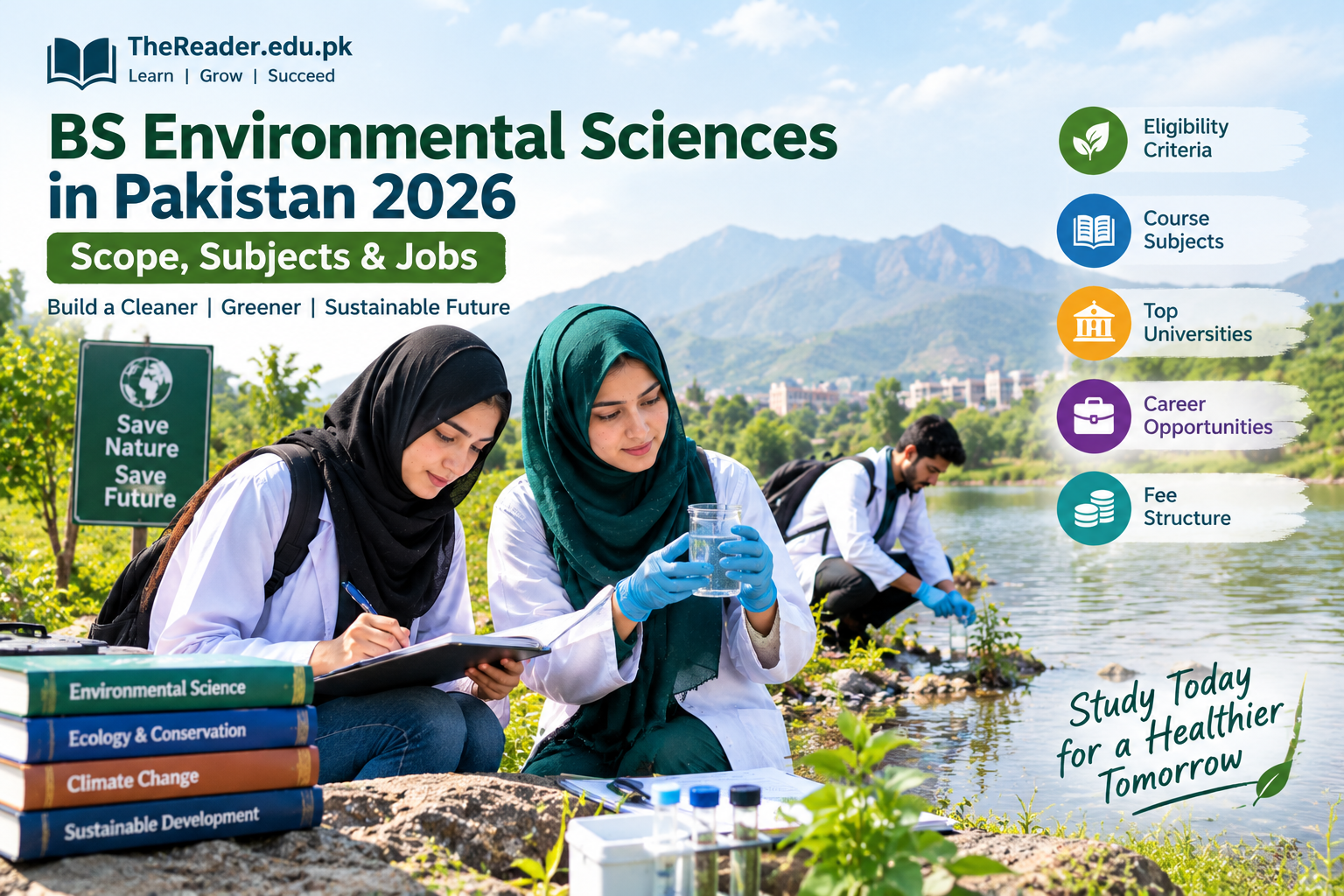 BS Environmental Sciences in Pakistan 2026 – Students conducting environmental research, studying sustainability, and exploring career opportunities.