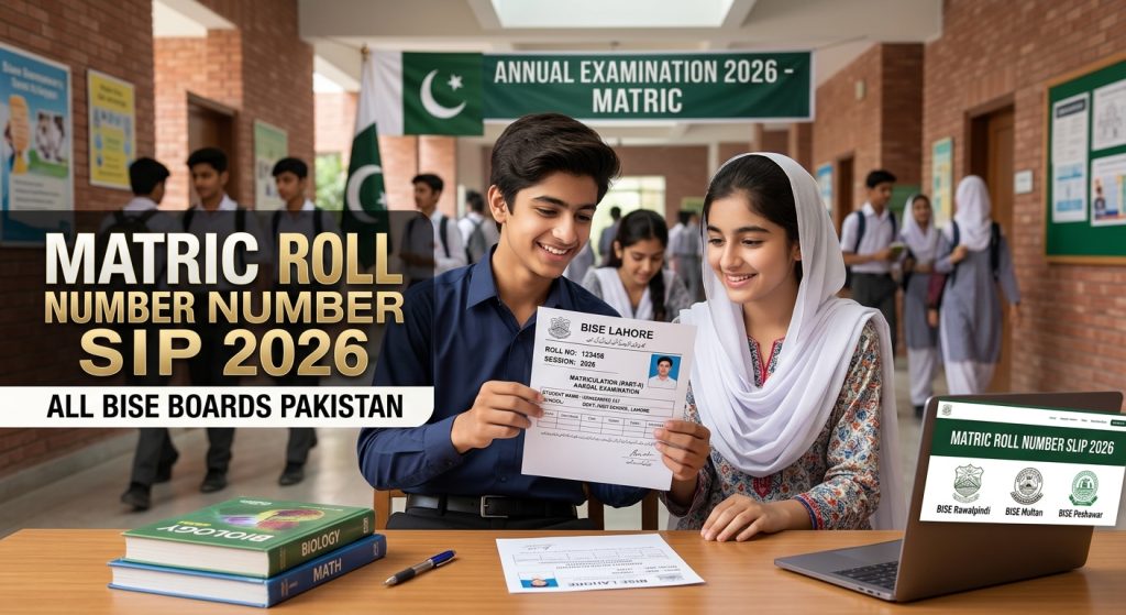Matric Roll Number Slip 2026 for 9th and 10th class students across Pakistan