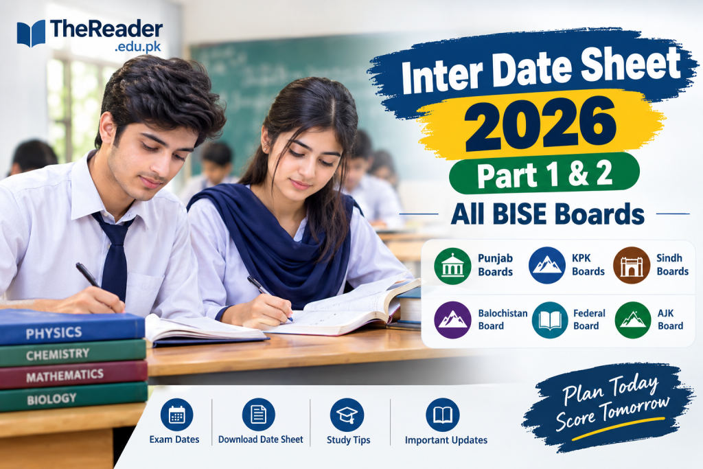 Inter Date Sheet 2026 Part 1 & 2 – All BISE Boards Inter Date Sheet 2026 Part 1 and 2 for all BISE boards in Pakista