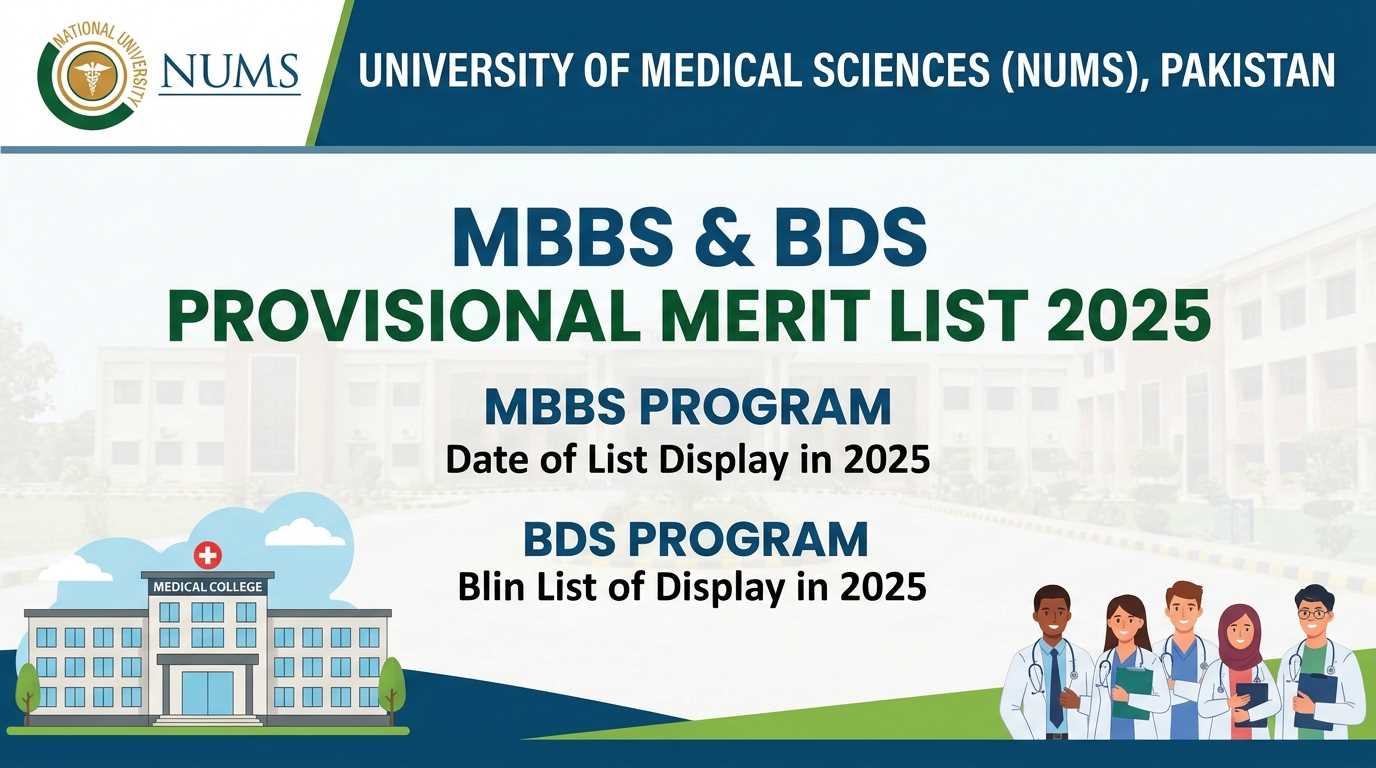NUMS MBBS BDS Merit List 2025