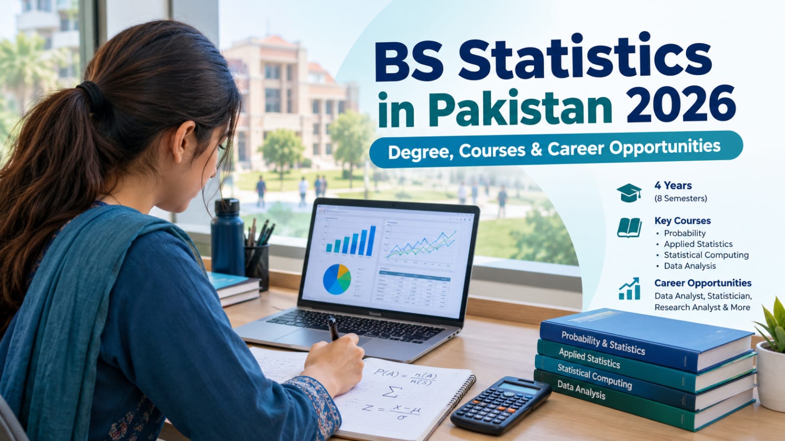BS Statistics in Pakistan 2026 – Scope, Subjects & Fees BS Statistics in Pakistan 2026 – Students Learning Data Analysis and Statistics