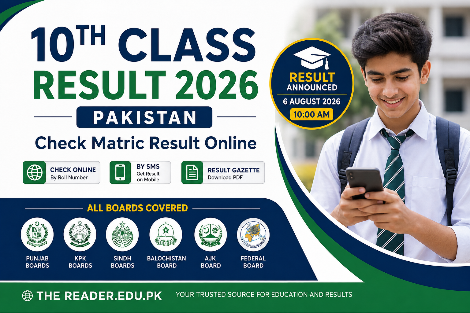 How to check 10th Class Result 2026 by roll number SMS and result gazette