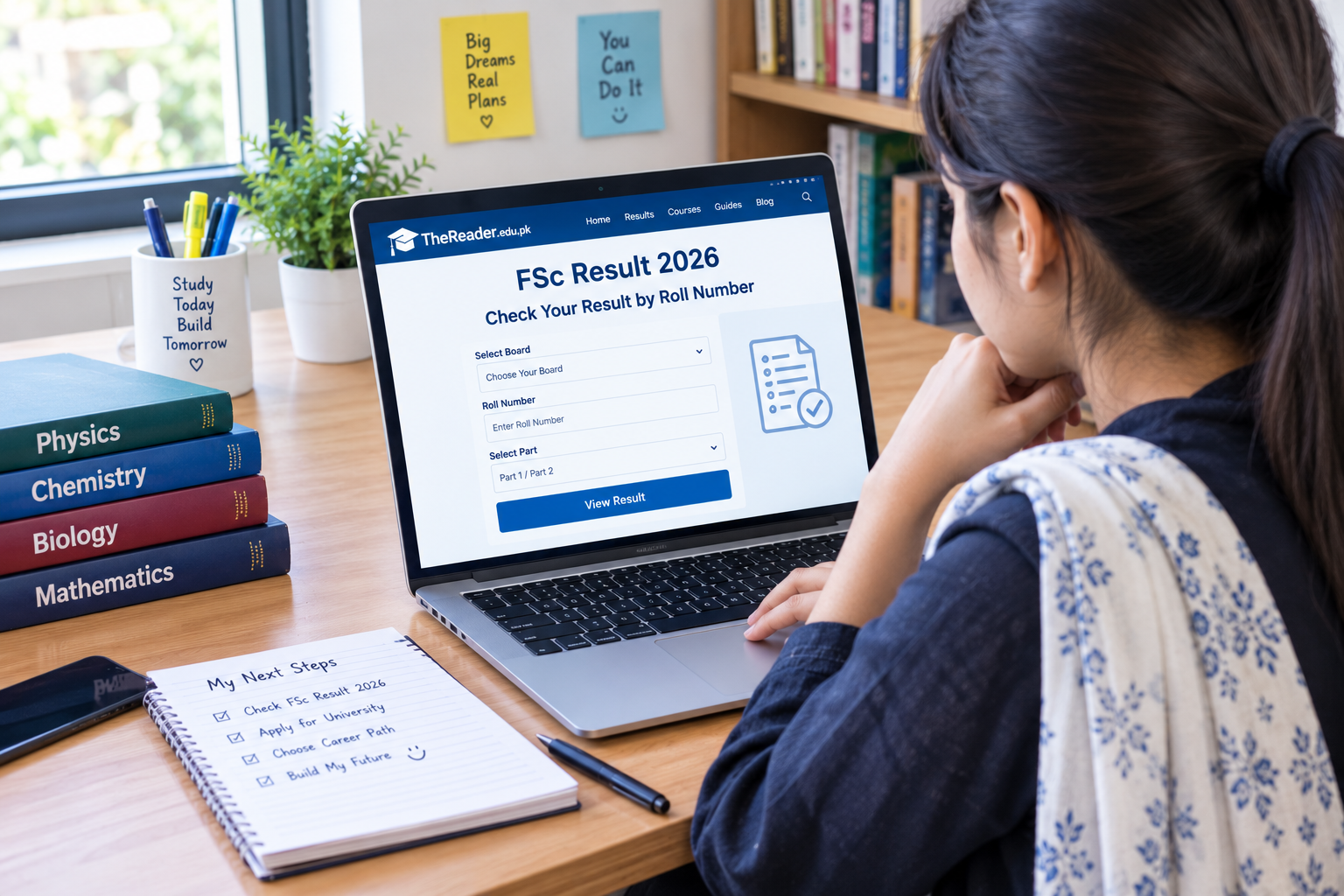 Pakistani students checking FSc Result 2026 online by roll number