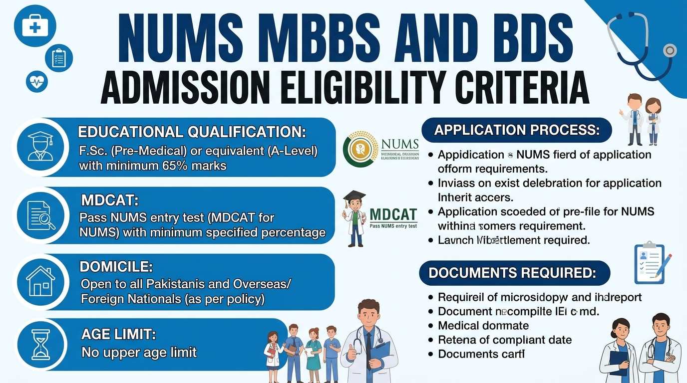 NUMS MBBS and BDS Admission Eligibility Criteria